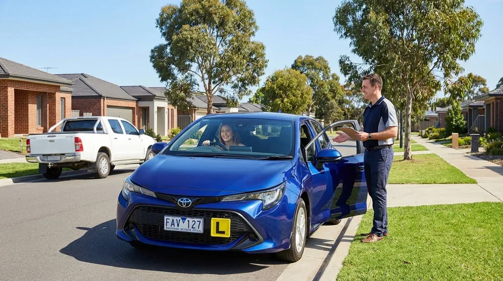 Automatic driving lesson in Pakenham with a learner in a blue Toyota Corolla