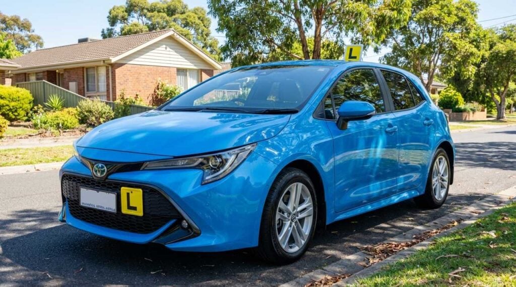 Best Driving School & Instructor in Beaconsfield – Lessons from $65 Brand-new blue Toyota Corolla hatchback used for driving lessons in Beaconsfield – Start Driving School