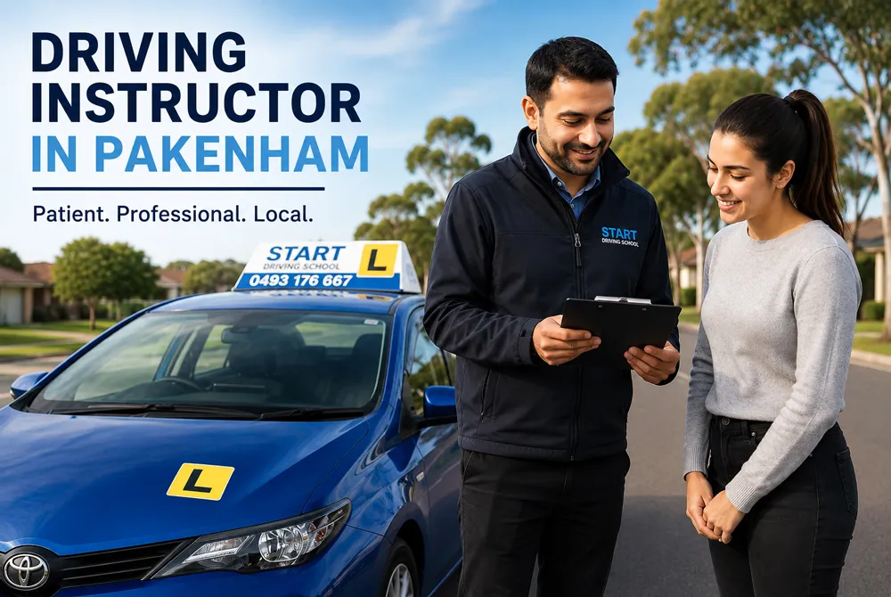 Driving instructor helping a learner in Pakenham