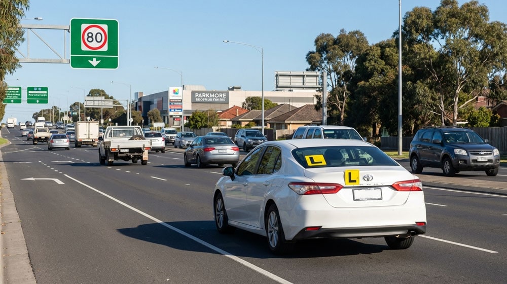 Best Driving School & Instructor in Keysborough – From Only $65 Learner practicing high-speed merging on Princes Highway in Keysborough – common VicRoads test route
