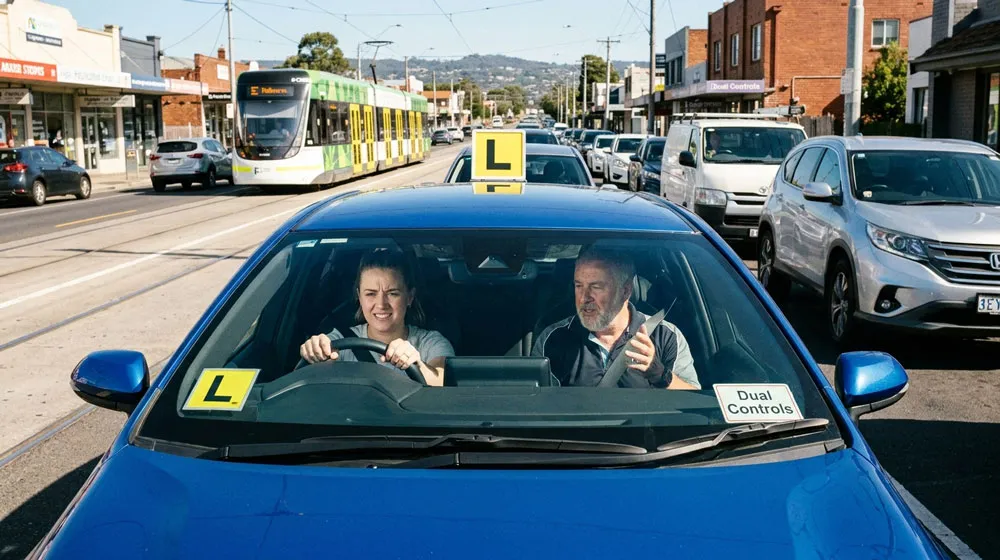 driving in Melbourne traffic – practical tips for new drivers with automatic car and instructor