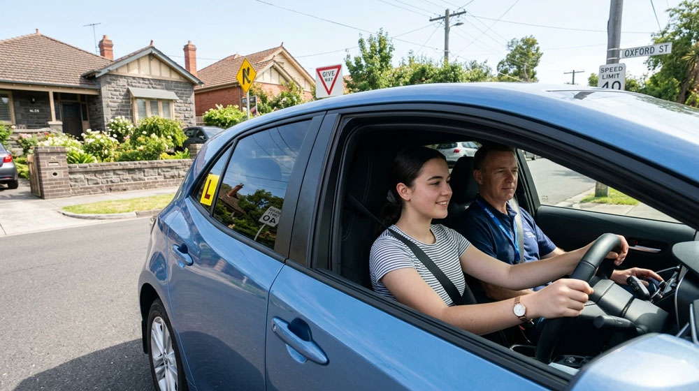 l plate and p plate restrictions victoria 2026 – learner car with red L plates and instructor